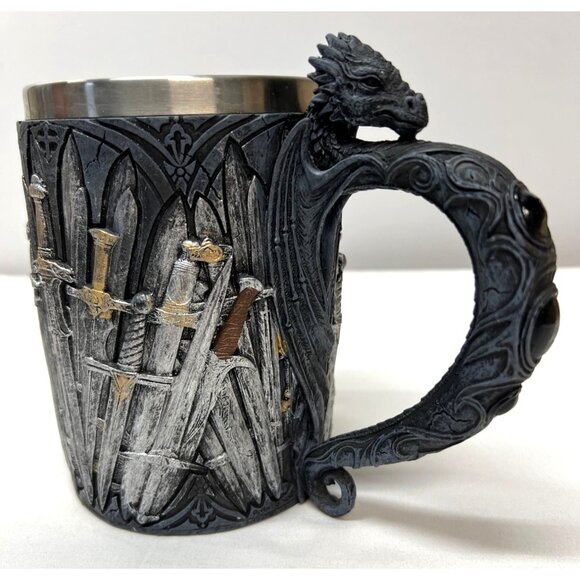 Game Of Thrones Inspired Dragon Handle Mug With Sword Design Stainless Steel Inn - Picture 4 of 7